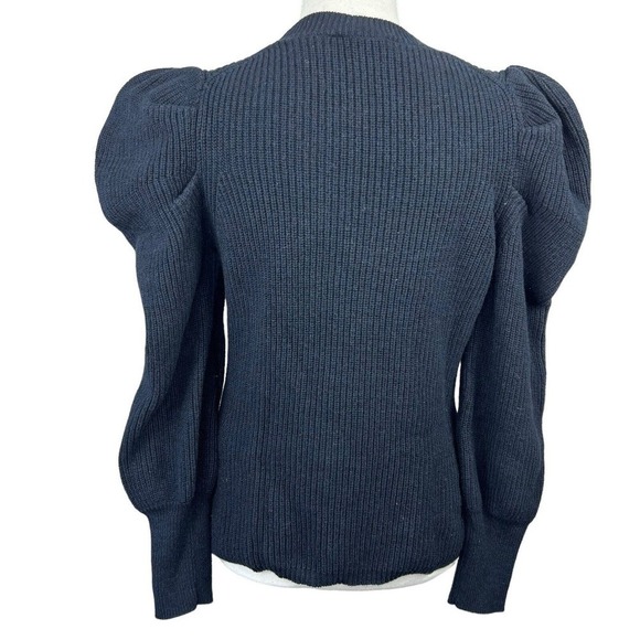 LK Bennett Navy Blue Puff Sleeve Knit Sweater Size S Jumper - Picture 10 of 12